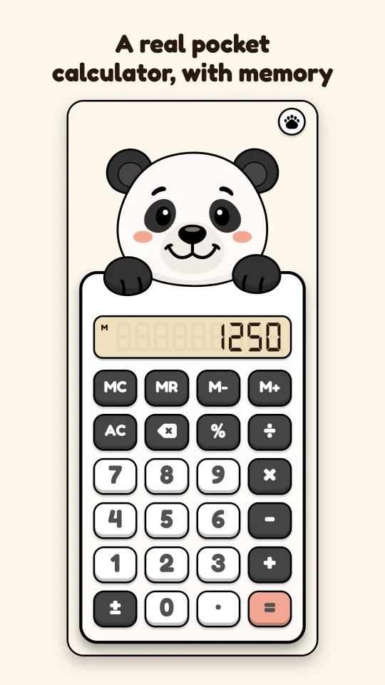 The panda pocket calculator with memory keys