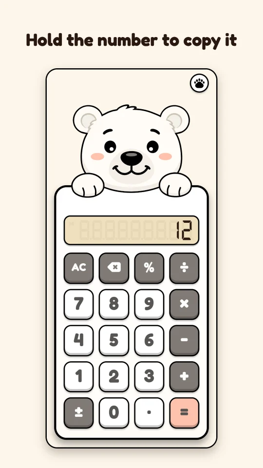 Holding the display to copy the number